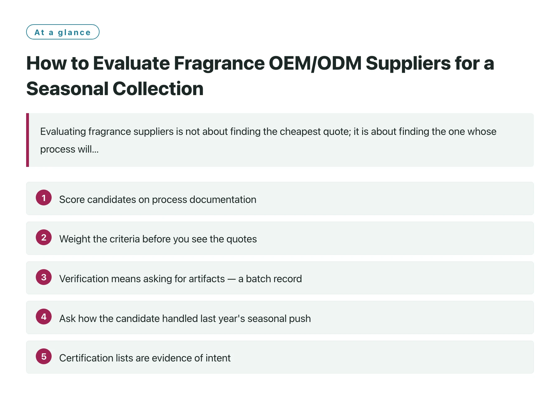How to Evaluate Fragrance OEM/ODM Suppliers for a Seasonal Collection——全文要点速览