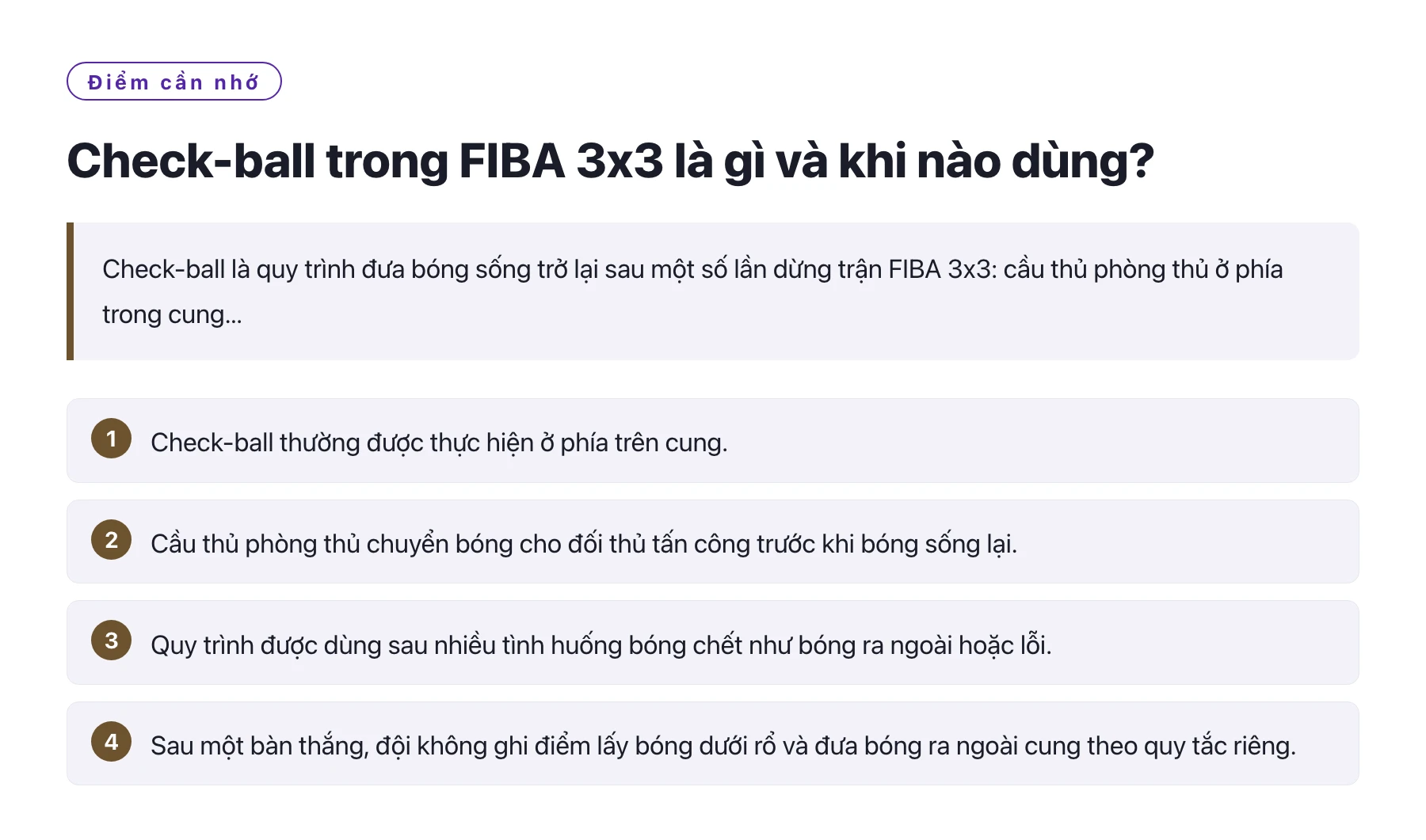 Check-ball trong FIBA 3x3 là gì và khi nào dùng?——全文要点速览